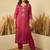 Women’s cherry red silk straight kurta pent dupatta sets
