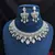 Silver Crystal Bridal Necklace & Earrings Set, Indian Wedding Jewelry, Prom Statement Choker