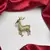 Gold Tone Deer Brooch Pin, Crystal Rhinestone, Pearl Accent, Saree Jewelry