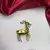 Gold Tone Deer Brooch Pin, Crystal Rhinestone, Pearl Accent, Saree Jewelry
