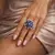 Pear Cut Blue Sapphire Floral Cocktail Ring Victorian Style