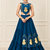Teal Blue Navratri Rayon Cotton Lehenga Set with Kalash Patch Work