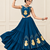 Teal Blue Navratri Rayon Cotton Lehenga Set with Kalash Patch Work