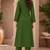 Bottle Green Mirror & Sequin Embroidered Roman Silk Straight Kurta with Pants Readymade Ethnic Wear