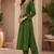 Bottle Green Mirror & Sequin Embroidered Roman Silk Straight Kurta with Pants Readymade Ethnic Wear