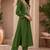Bottle Green Mirror & Sequin Embroidered Roman Silk Straight Kurta with Pants Readymade Ethnic Wear