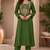 Bottle Green Mirror & Sequin Embroidered Roman Silk Straight Kurta with Pants Readymade Ethnic Wear