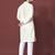 CREAM HEAVY EMBROIDERY WHITE THREAD WORK MENS KURTA PAJAMA SET