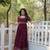 Wine Embroidered Georgette Anarkali Gown  Flared Style Party Wear Ethnic Dress