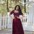 Wine Embroidered Georgette Anarkali Gown  Flared Style Party Wear Ethnic Dress
