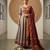 Peach yellow jaquard pure cotton long kurti with dupatta