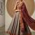 Peach yellow jaquard pure cotton long kurti with dupatta