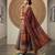 Peach yellow jaquard pure cotton long kurti with dupatta