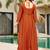Brown embroidered vichitra silk anarkali kurti dupatta pant set
