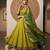 Lemon yellow jaquard pure cotton long kurti with dupatta