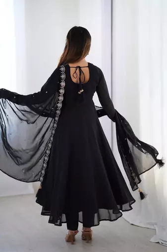 Women's Beautiful Embroidery work Fox Georgette Fabric Flared Anarkali Pant and Dupatta Set