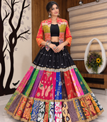Muslin Cotton Chaniya Choli Set With Mirror Work And Koti
