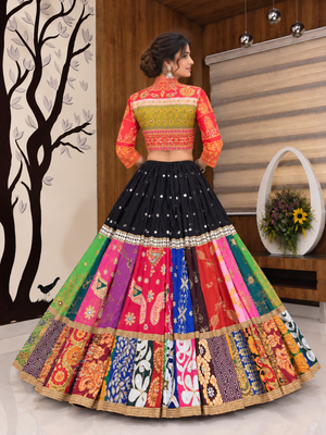 Muslin Cotton Chaniya Choli Set With Mirror Work And Koti 2