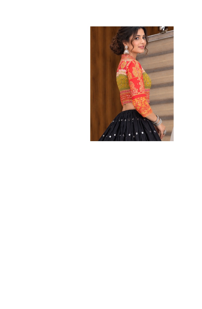 Muslin Cotton Chaniya Choli Set With Mirror Work And Koti 3