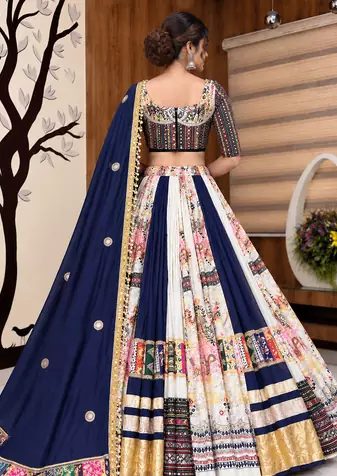Muslin Cotton Lehenga Choli Set With Mirror Work And Kodi Lace