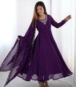 Women's Beautiful Embroidery work Fox Georgette Fabric Flared Anarkali Pant and Dupatta Set