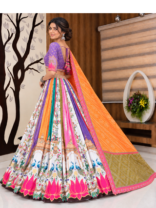 Muslin Cotton Lehenga Choli Set With Digital Print And Mirror Work 3