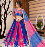 Muslin Cotton Double Layer Lehenga Choli Set With Mirror Work