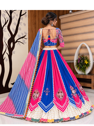 Muslin Cotton Double Layer Lehenga Choli Set With Mirror Work 2
