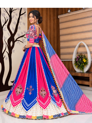 Muslin Cotton Double Layer Lehenga Choli Set With Mirror Work 3