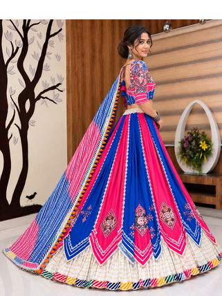 Muslin Cotton Double Layer Lehenga Choli Set With Mirror Work 4