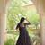 Black kora cotton with multi thread embroidered and real mirror work navratri gown