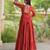 Rust kora cotton with multi thread embroidered and real mirror work navratri gown