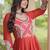 Rust kora cotton with multi thread embroidered and real mirror work navratri gown