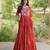 Rust kora cotton with multi thread embroidered and real mirror work navratri gown