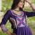 Purple kora cotton with multi thread embroidered and real mirror work navratri gown