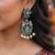 Green trendy silver plated earrings for women