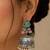 Green trendy silver plated earrings for women