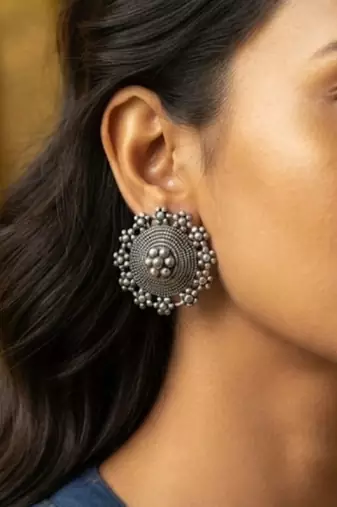 Silver trendy silver plated earrings for women