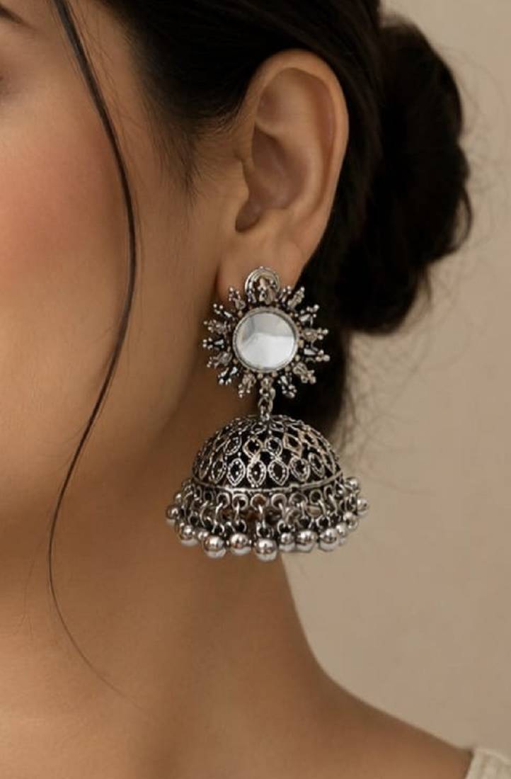 Silver trendy silver plated earrings for women