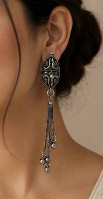 Silver trendy silver plated earrings for women 2