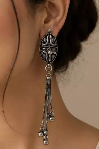 Silver trendy silver plated earrings for women