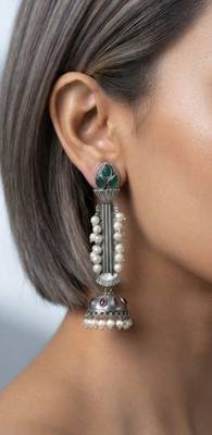 White trendy silver plated earrings for women 2