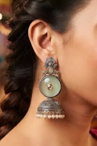 White trendy silver plated earrings for women