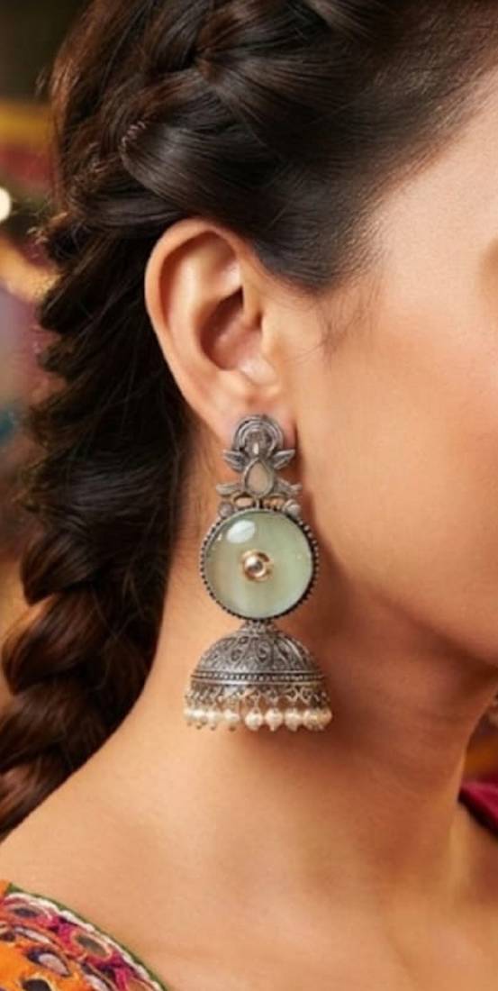 White trendy silver plated earrings for women