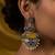 Yellow trendy silver plated earrings for women