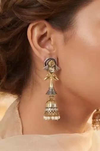 Gold trendy silver plated earrings for women