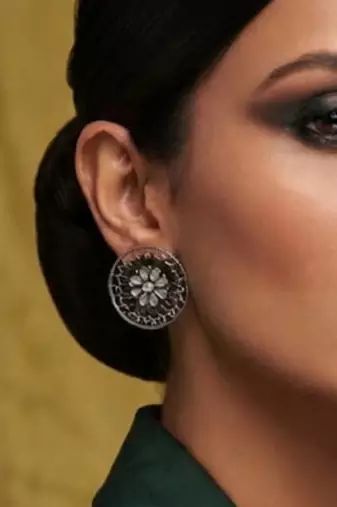 Silver trendy silver plated earrings for women