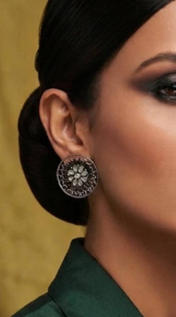 Silver trendy silver plated earrings for women