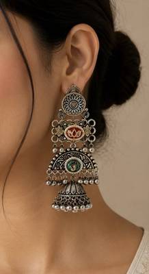 Silver trendy silver plated earrings for women 2