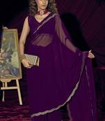 Purple sequin embroidery work georgette designer saree for women